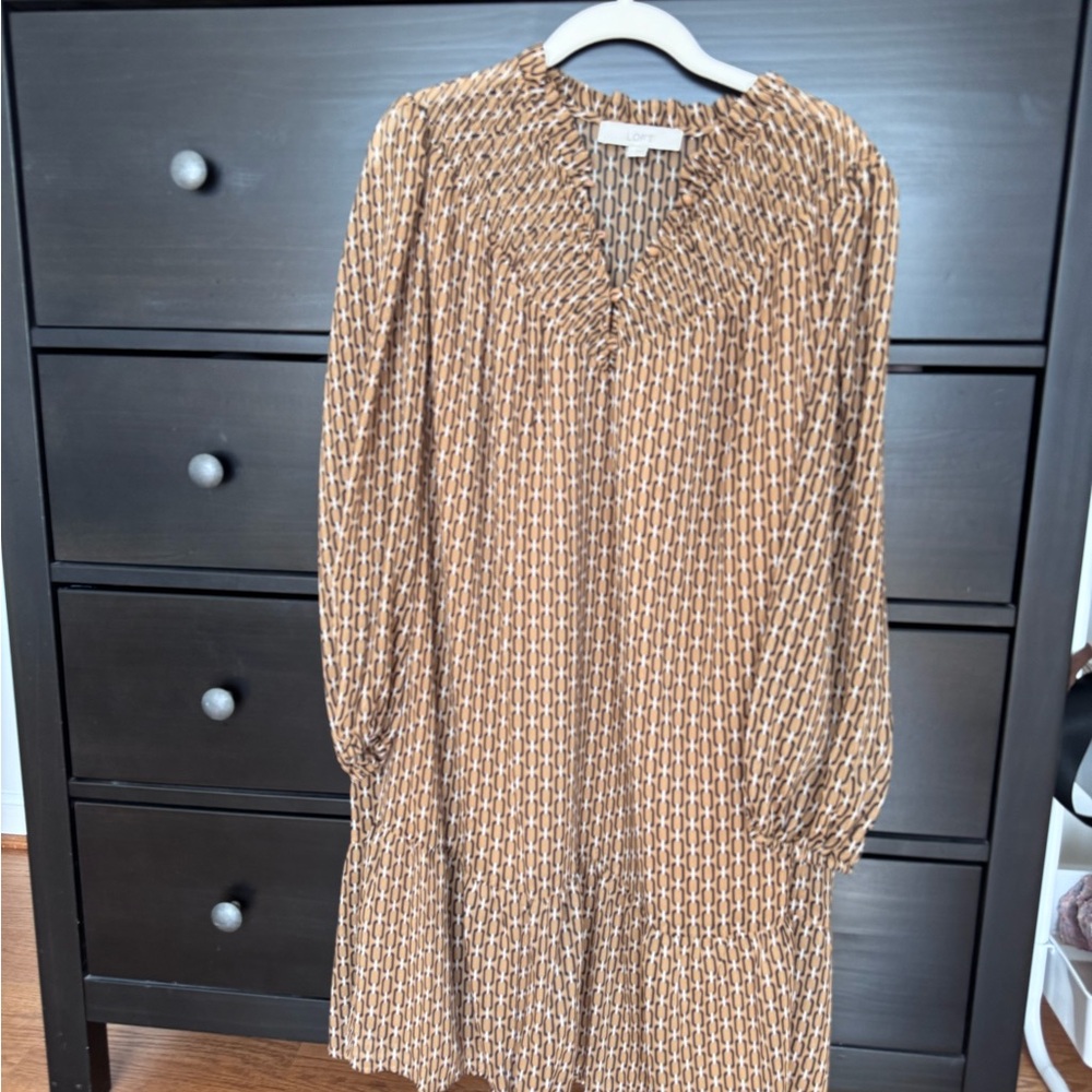 Brown and White Patterned Women's Dress